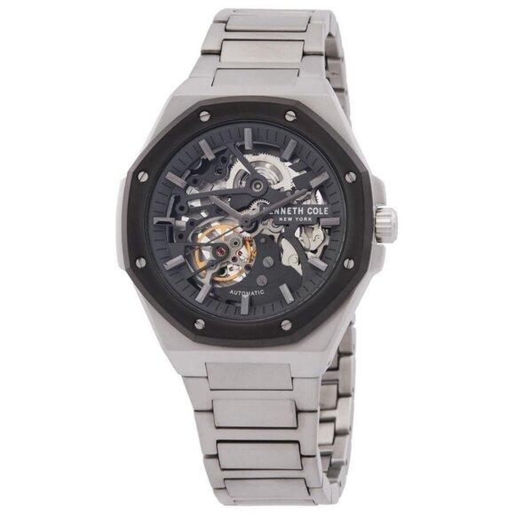 NWT Authentic Kenneth Cole New York Automatic Skeleton Octagonal Men's Watch - Picture 1 of 3
